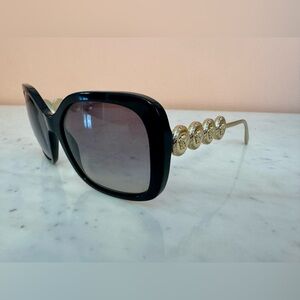 Versace Black Medusa Biggie Sunglasses with Gold Arms, NWOT